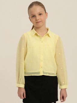 VERO MODA - Girls Pastel Yellow Cropped Shirt