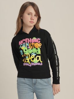 VERO MODA - Girls Black Printed Hoodie