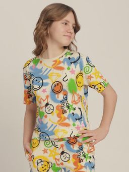 VERO MODA - Girls Graffiti Printed Cotton T-Shirt