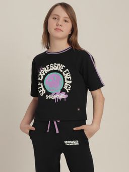 VERO MODA - Girls Smiley World Print T-Shirt