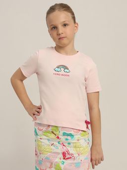 VERO MODA - Girls Pink Cotton T-Shirt