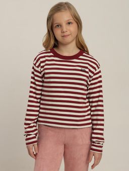 VERO MODA - Girl Burgandy Striped T-Shirt