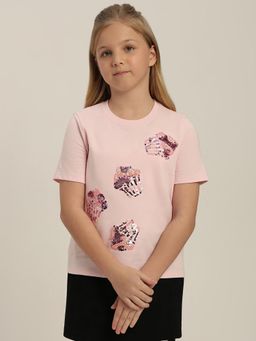 VERO MODA - Girls Pink Cupcake Embellished T-Shirt