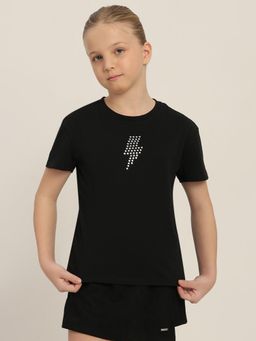 VERO MODA - Girls Black Embellished T-Shirt