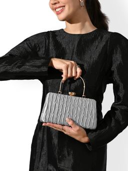 Lavie - Womens Silver Tara Framed Clutch with Detachable Strap (S)