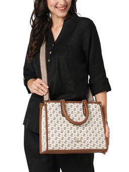 Lavie - Womens White Mono Ll Melissa Satchel with Detachable Strap (L)