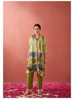 KAFTANIZE - Green Botanical Patch Print Kurta with Pant & Dupatta (Set of 3)