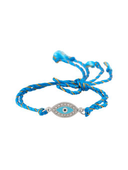 Estele - Rhodium Plated Spiritual Evil Eye Shaped Rakhi with Crystals & Silk Thread