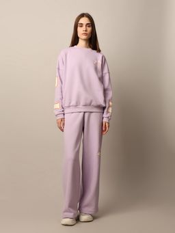 ONLY - Women Typographic Regular Fit High Rise Lavender Co-Ord Set