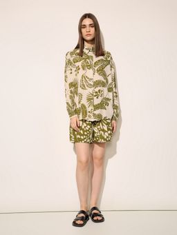 ONLY - Women Tropical Print Regular Fit High Rise Shirt with Shorts