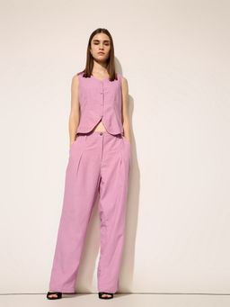 ONLY - Women Solid Regular Fit Mid Rise Pink Co-Ord Set