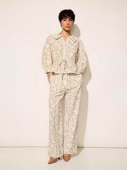 ONLY - Women Floral Print Regular Fit Mid Rise White Co-Ord Set