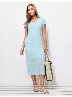 U.S. POLO ASSN. - Sky Blue Polo Collar Lace Dress