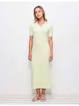 U.S. POLO ASSN. - Green Textured Scalloped Collar Dress