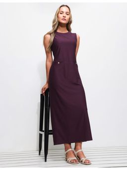U.S. POLO ASSN. - Textured Round Neck Purple Dress
