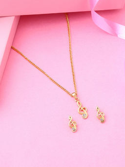 Estele - Gold Plated Musical Designer Pendant with Crystals for Women (Set of 2)