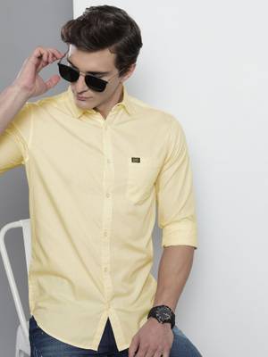Buy The Indian Garage Co Men Slim Fit Yellow Casual Shirt (S)