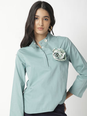 RAREISM Green Solid Plain Top