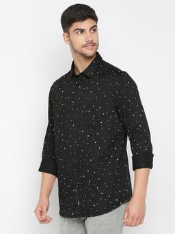 Spykar - Black Cotton Full Sleeve Printed Shirt For Men