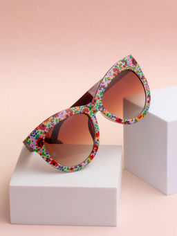 TED SMITH - Women Brown Graded Cat-Eye Premium Italian Sunglasses With Uv Protected Lenses