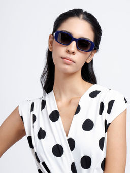 Opium Eyewear - Blue Rectangular Plastic Full Rim Uv Protection Tac Lens Sunglasses for Women (49)