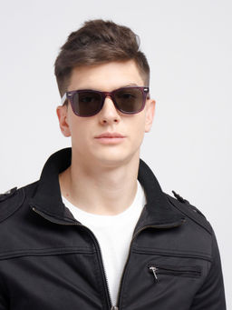 Opium Eyewear - Grey Wayfarer Plastic Frame Crystal Violet Full Rim Unisex Sunglasses (50)