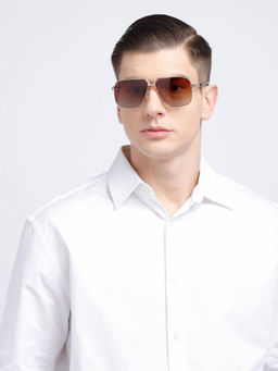 Opium Eyewear - Gold Square Metal Full Rim Polarized & Uv Protection Tac Lens Sunglasses for Men (59)