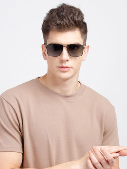 Opium Eyewear - Black Square Metal Full Rim Uv Protection Tac Lens Sunglasses for Men (59)