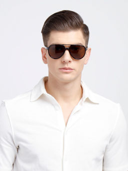 Opium Eyewear - Brown Demi Pilot Plastic Full Rim Uv Protection Tac Lens Sunglasses for Men (56)