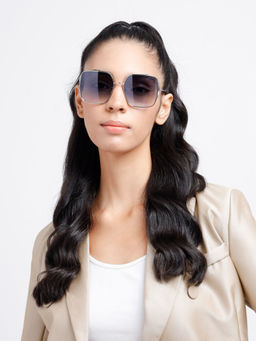 Opium Eyewear - Silver Square Metal Full Rim Uv Sunglasses for Women (59)