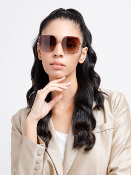 Opium Eyewear - Brown Square Metal Full Rim Uv Protection Tac Lens Sunglasses for Women (59)