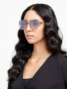Opium Eyewear - Purple Butterfly Metal Frame Gold Full Rim Polycarbonate Sunglasses for Women (60)