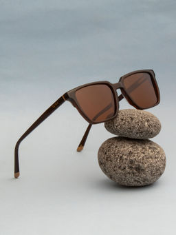 TED SMITH - Unisex Brown Premium Italian Acetate Sunglasses With Polarized Lenses