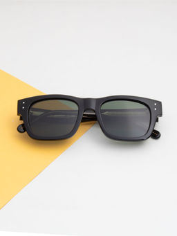 TED SMITH - Unisex Black Premium Italian Acetate Sunglasses With Polarized Lenses