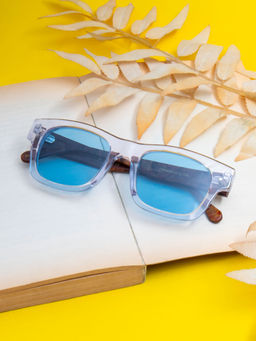 TED SMITH - Unisex Blue Premium Italian Acetate Sunglasses With Polarized Lenses