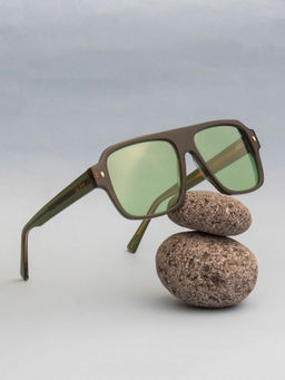 TED SMITH - Unisex Green Premium Italian Acetate Sunglasses With Polarized Lenses