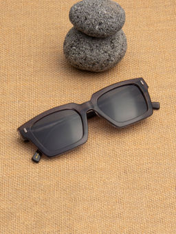 TED SMITH - Unisex Black Premium Italian Acetate Sunglasses With Polarized Lenses