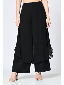 ALL WAYS YOU - Black Self-Design Flared Palazzo