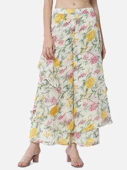 ALL WAYS YOU - Womens Multi Color Floral Poly Georgette Flared Palazzo
