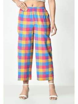 ALL WAYS YOU - Womens Multi-Color Checked Cotton Pant