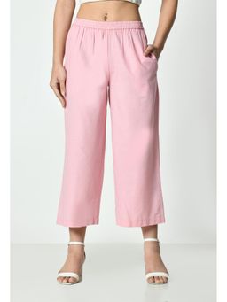 ALL WAYS YOU - Womens Pink Solid Cotton Pant