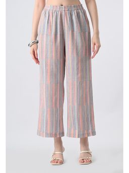 ALL WAYS YOU - Womens Multi Color Striped Cotton Straight Pant