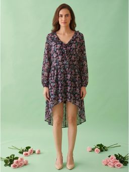 AMAGYAA - Multi-Color Floral High-Low Dress