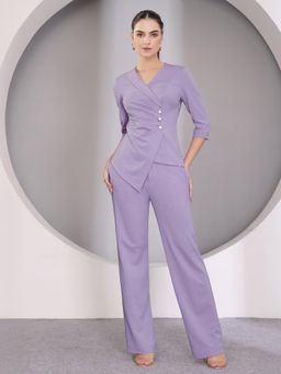 Miss Chase - Womens Light Lavender Asymmetric Regular Co-Ord Set