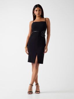 Guess - Women Solid Shoulder Straps Sleeveless Dress with Belt