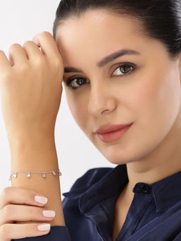 JUPRA - Silver Solitaire Circle Charm 925 Sterling Silver Bracelet