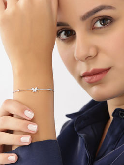 JUPRA - Silver Crystal White Butterfly 925 Sterling Silver Bracelet