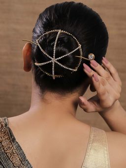 Viana Jewels - Rhine Stone Bun Cage Hair Bun With Pin