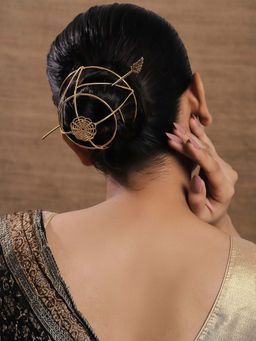 Viana Jewels - Decorative Arrow Head Brass Hair Bun With Pin
