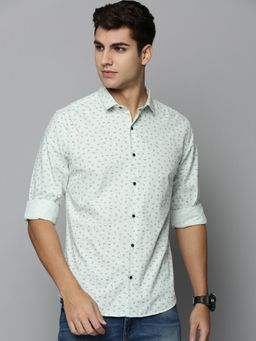 SHOWOFFFF - Mens Spread Collar Green Printed Shirt